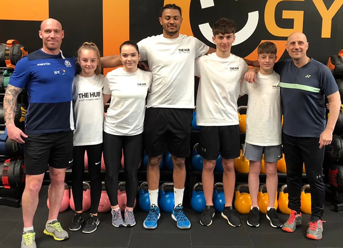 Athletes training together at The Hub